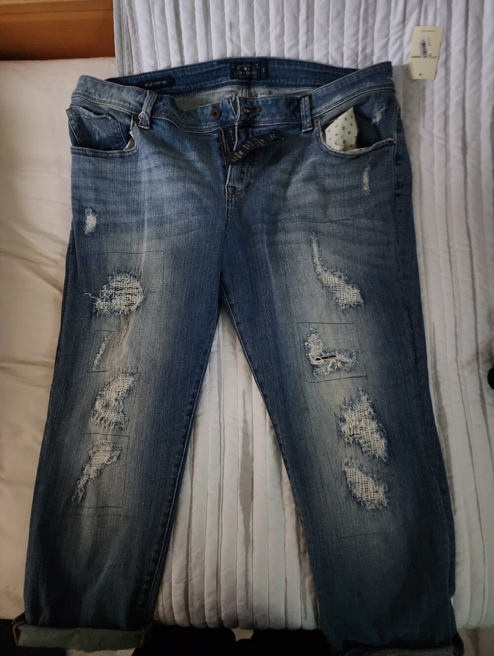 Lucky Brand Medium Blue Distressed Boyfriend Jeans